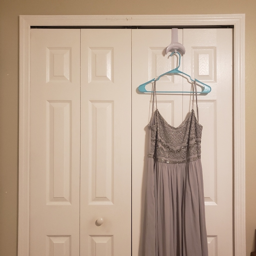 Adrianna Papell Grey Beaded Prom/Wedding Dress